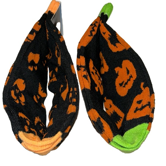 Halloween Jack O'lantern HYP Crew Socks 2 Pair Men's 6-12 Black Orange w Pumpkin - Picture 6 of 8